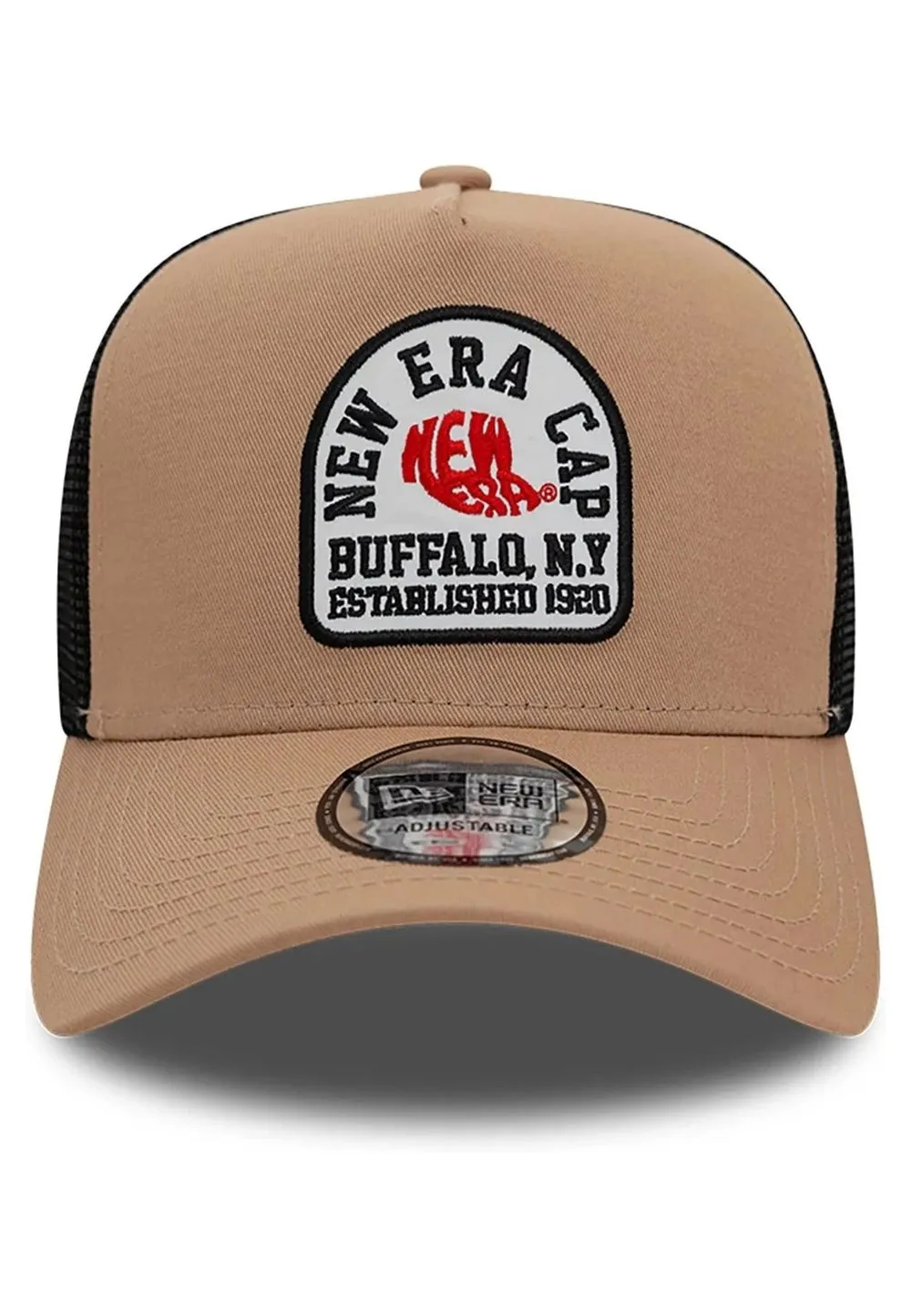 Gorra new era beige state patch ne trucker cap