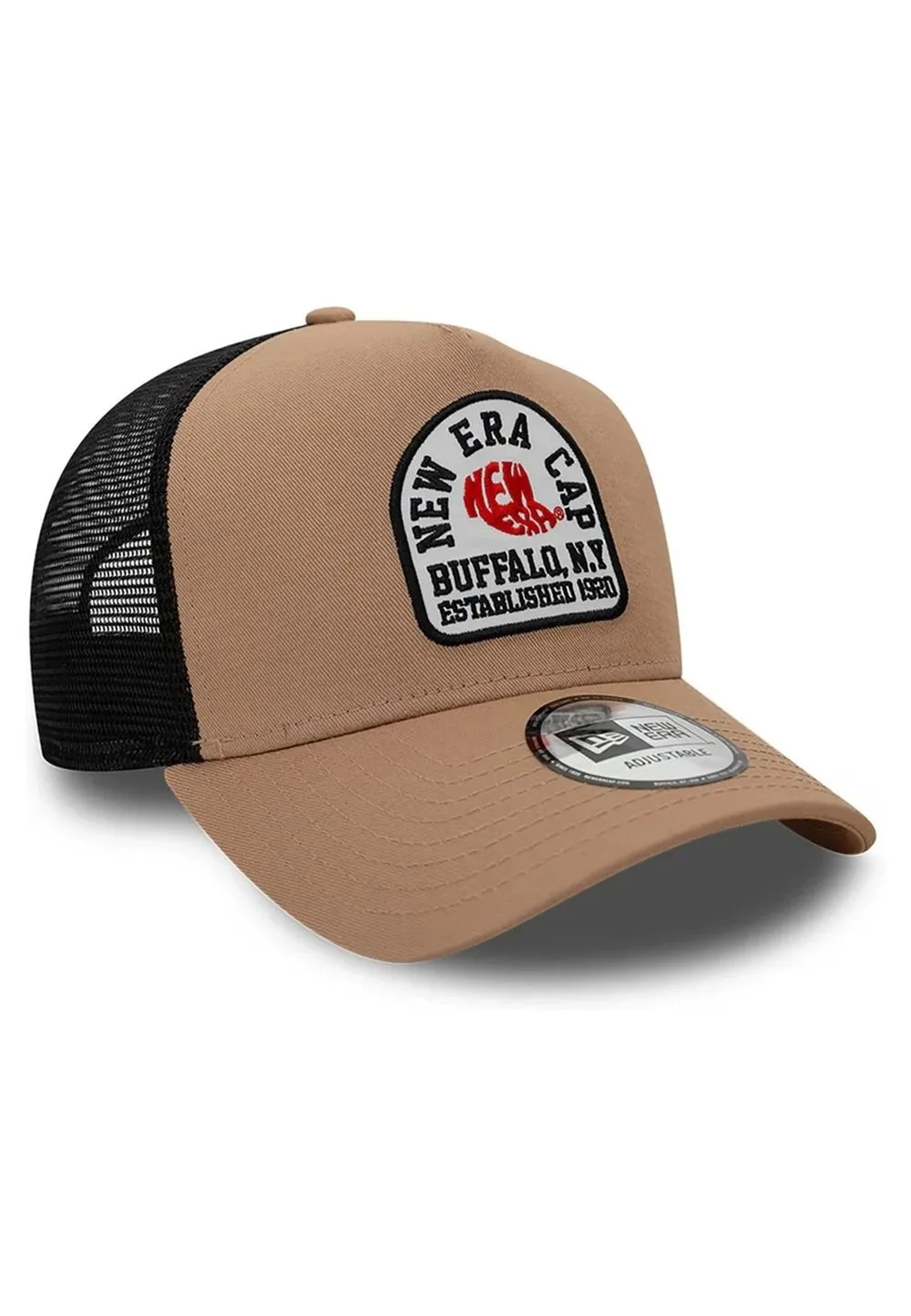 Gorra new era beige state patch ne trucker cap