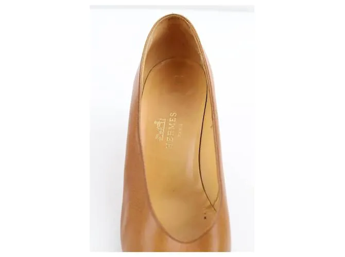 Hermès Tacones de cuero Castaño 