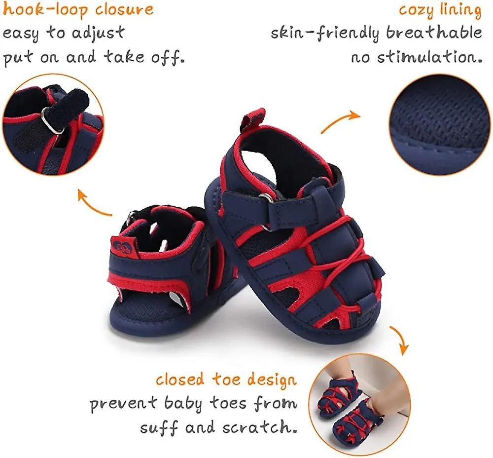 INFANT BABY BOYS GIRLS SUMMER BEACH SANDALS NON SLIP SOFT RUBBER SOLE TODDLER OUTDOOR CLOSEDTOE FIRST WALKER SHOES
