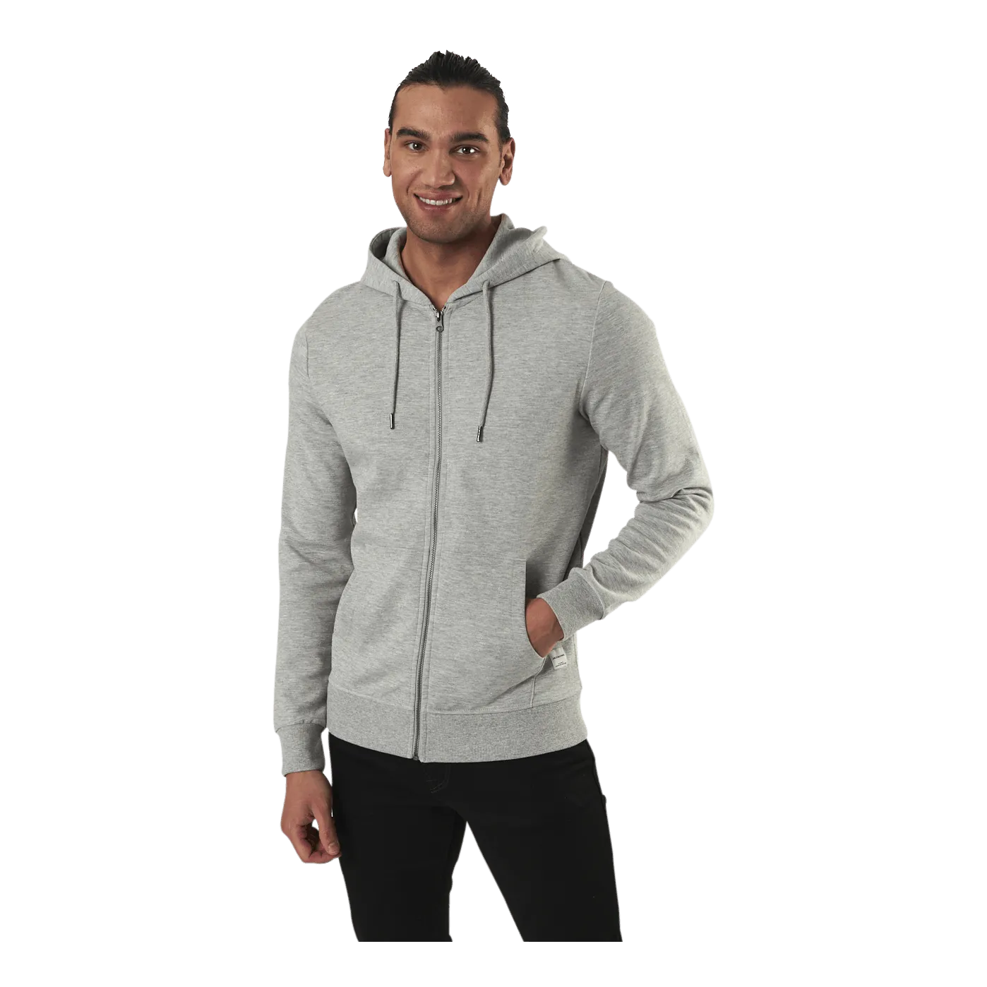 Jack & Jones Basic Sweat Zip Hood Grey
