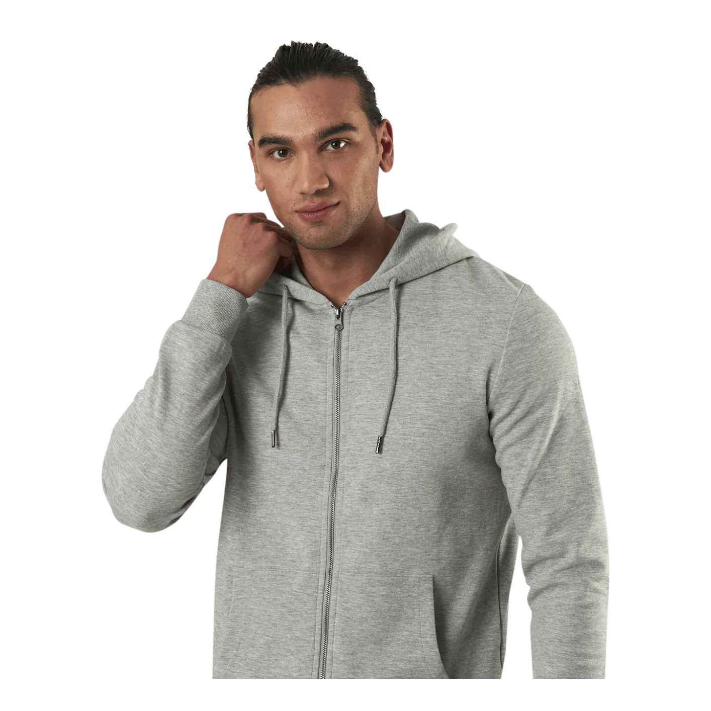 Jack & Jones Basic Sweat Zip Hood Grey