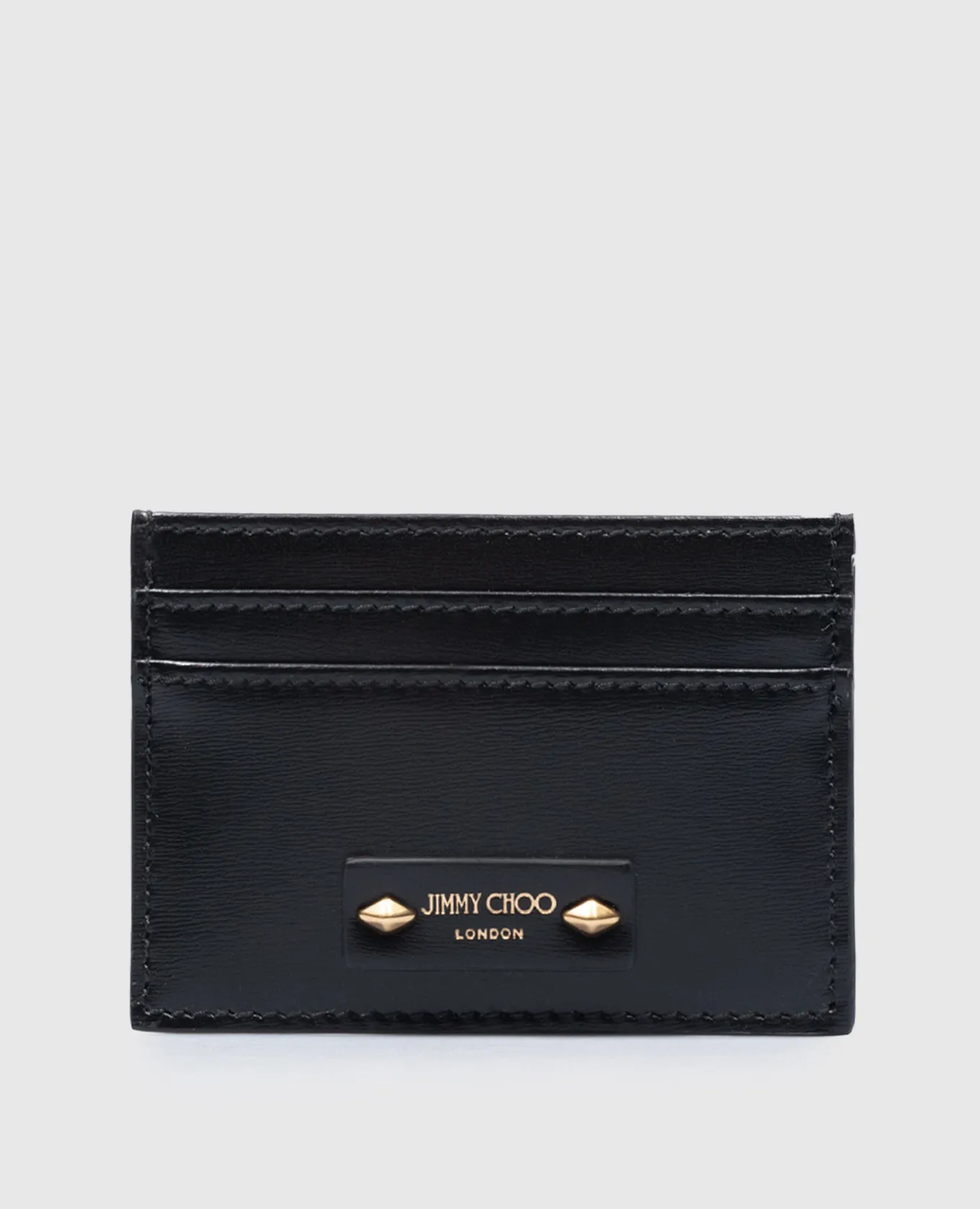 Jimmy Choo Umika black leather card holder with logo patch