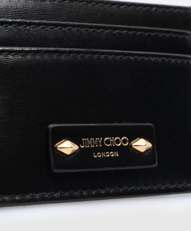 Jimmy Choo Umika black leather card holder with logo patch