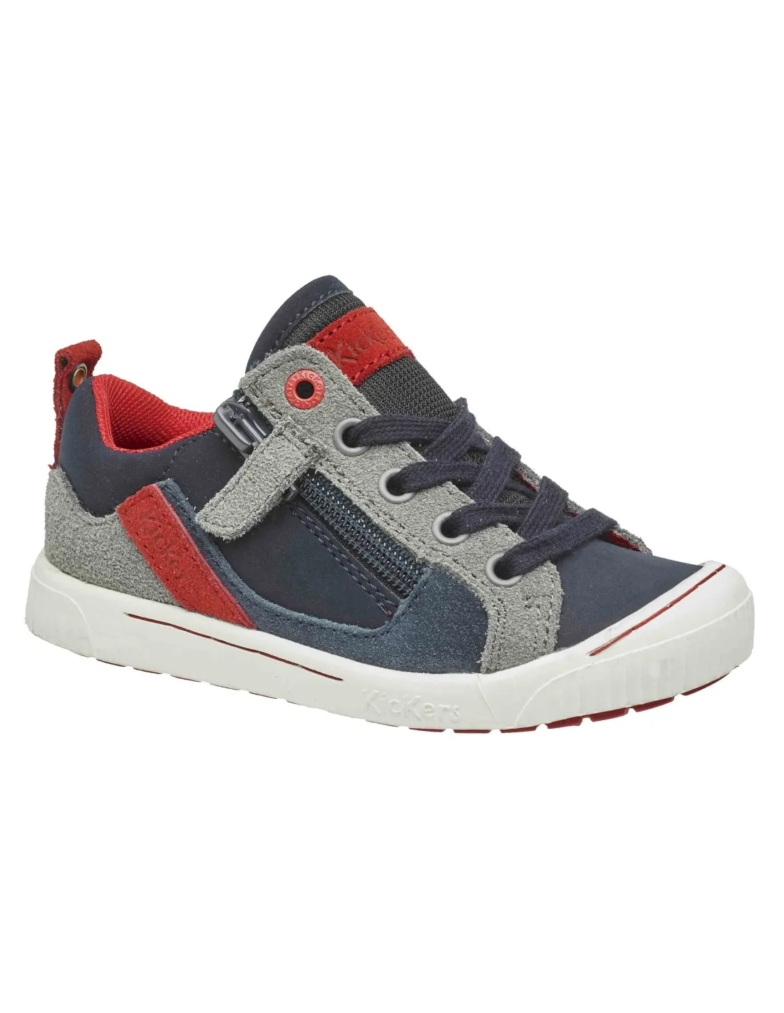 KICKERS ZAPATO ZIGZAGUER GRIS, NEGRO Y AZUL