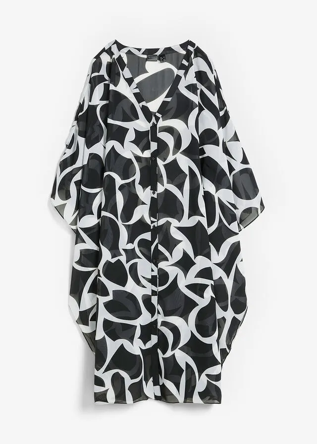 KIMONO DE GASA PARA LA PLAYA NEGROBLANCO
