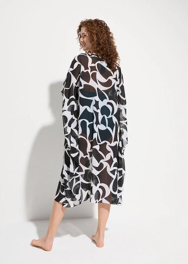 KIMONO DE GASA PARA LA PLAYA NEGROBLANCO