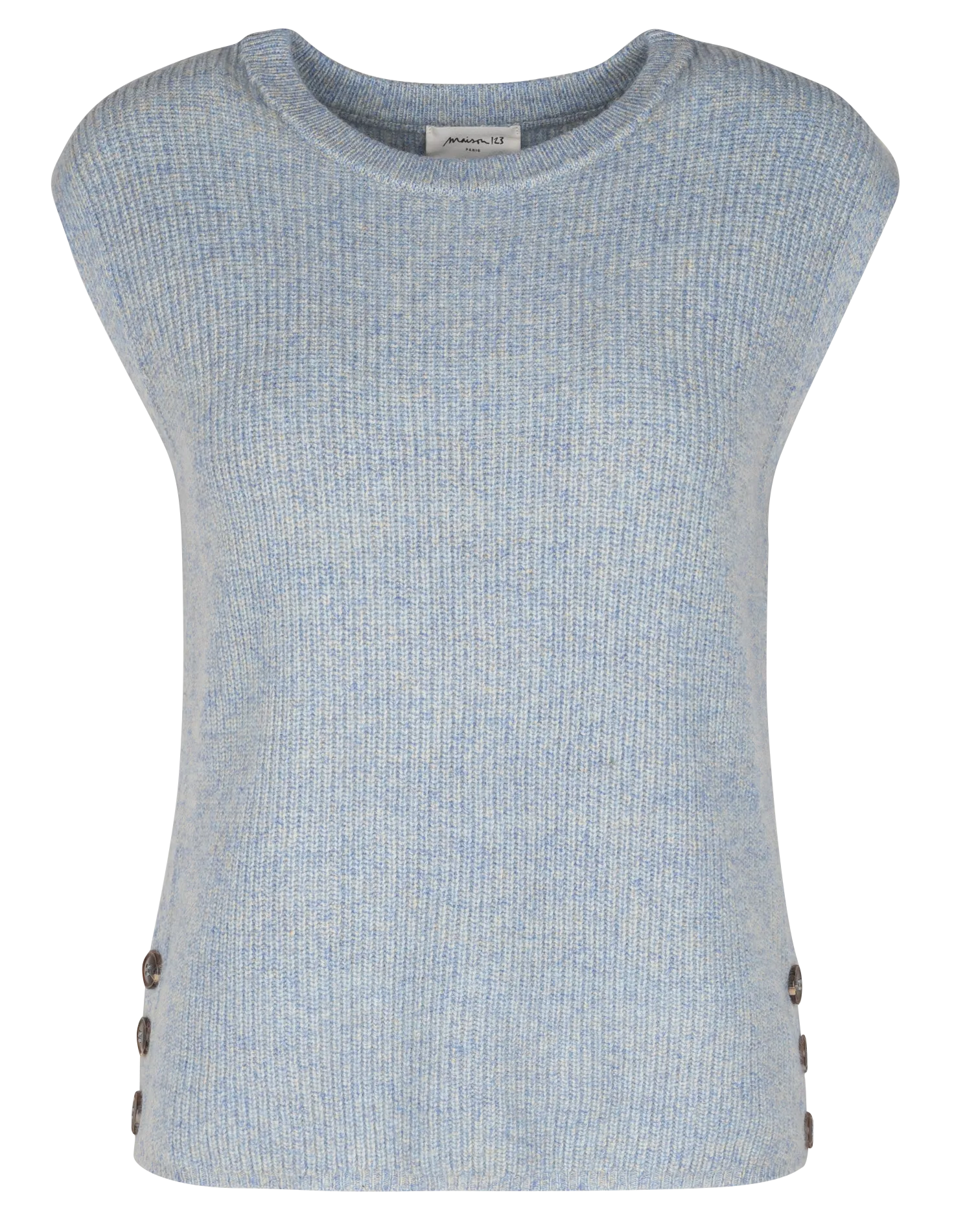 MAISON 123 LEROY  JERSEY RECTO SIN MANGAS DE MEZCLA DE LANA EN AZUL
