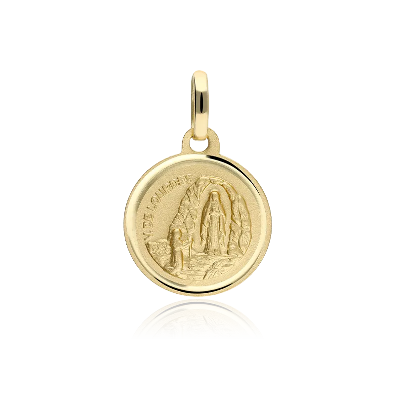 MEDALLA VIRGEN DE LOURDES 14 MM ORO 18K