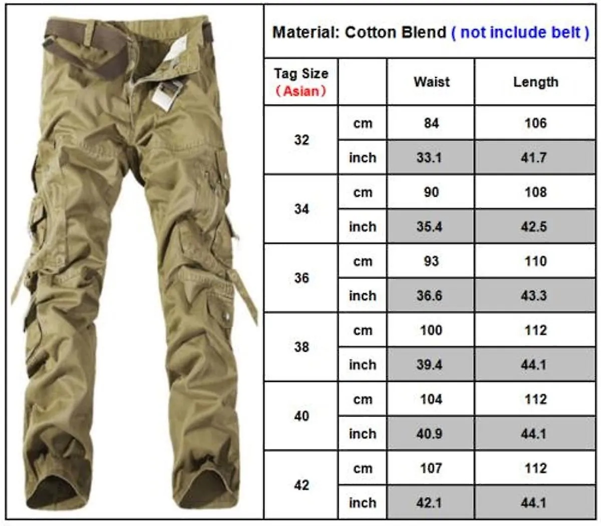 Men Cargo Pants Combat Army Casual Loose Military Camouflage Trousers Bottoms Army