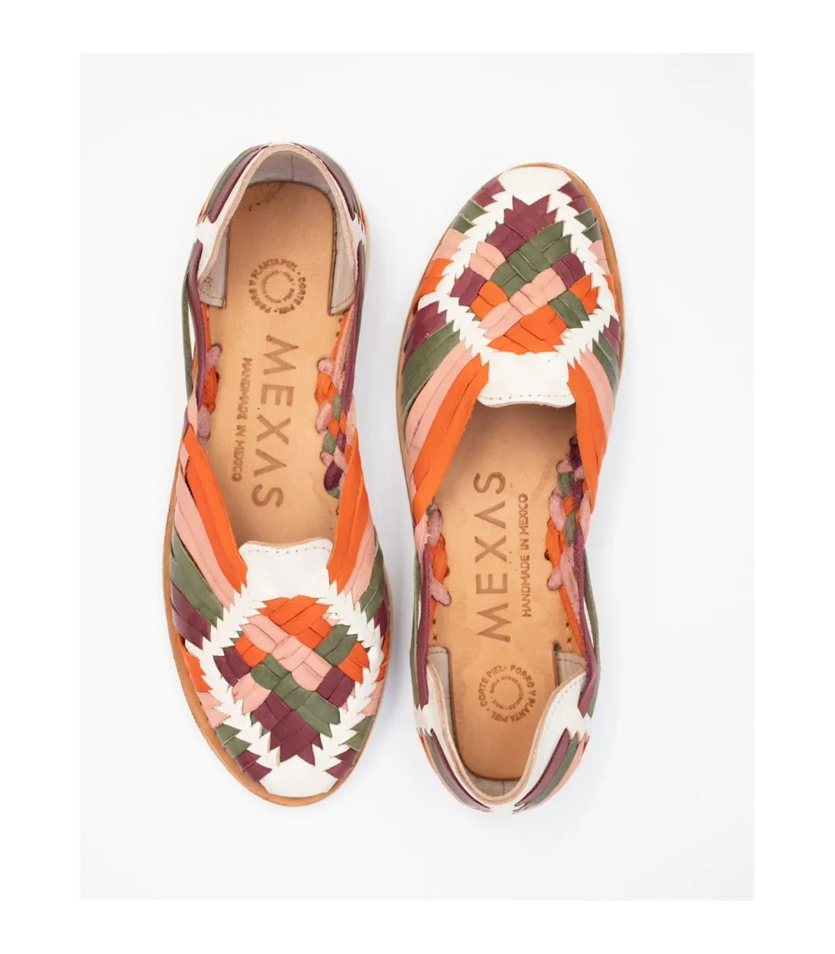 Mocasín de piel trenzada multicolor
