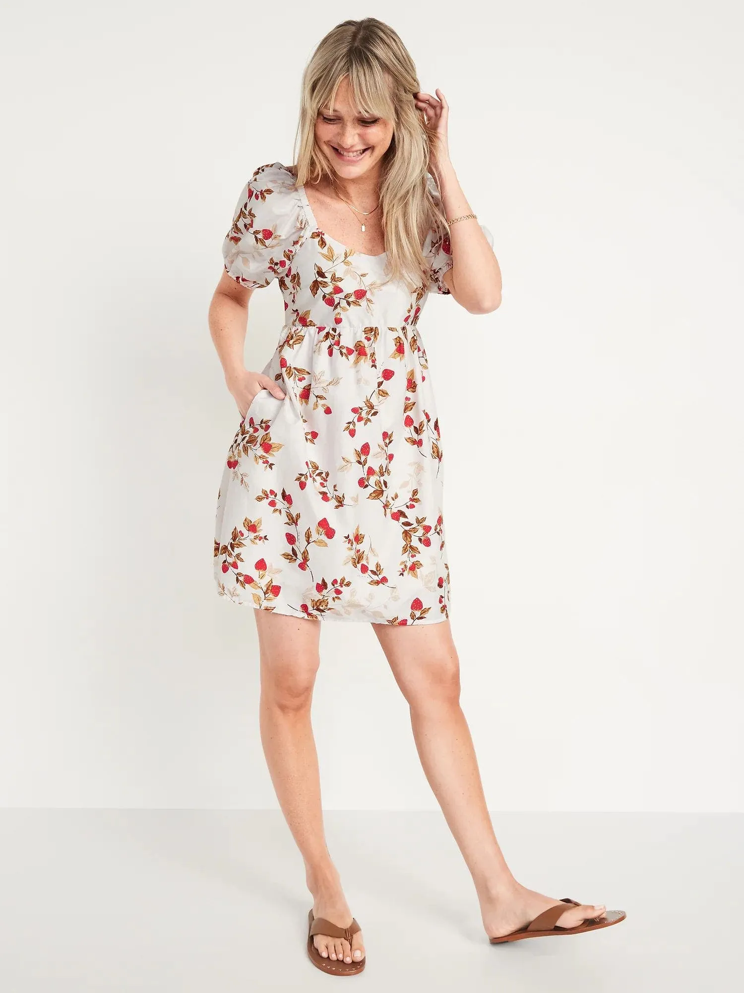 OLD NAVY Vestido Mangas Abullonadas Old Navy Mujer