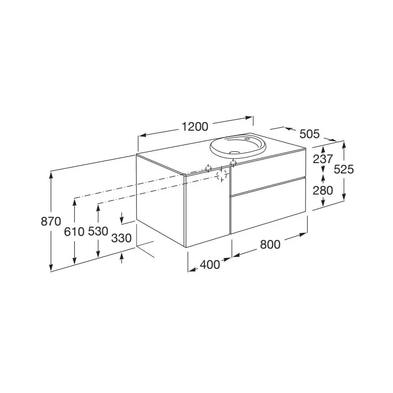 PACK UNIK MUEBLE BASE DE 2 CAJONES Y MóDULO + LAVABO BEYOND  ROCA