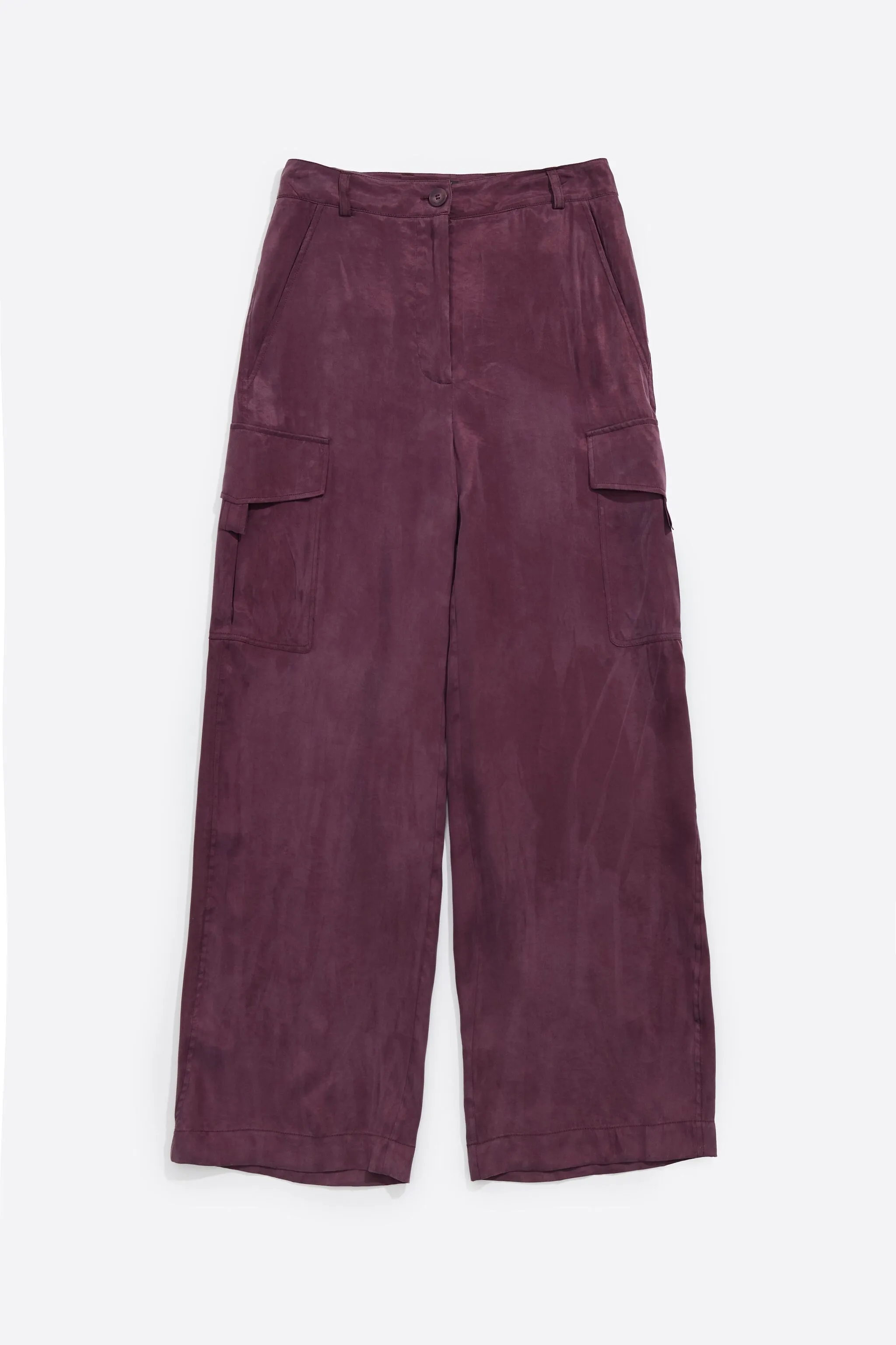 Pantalón cargo fluido burdeos