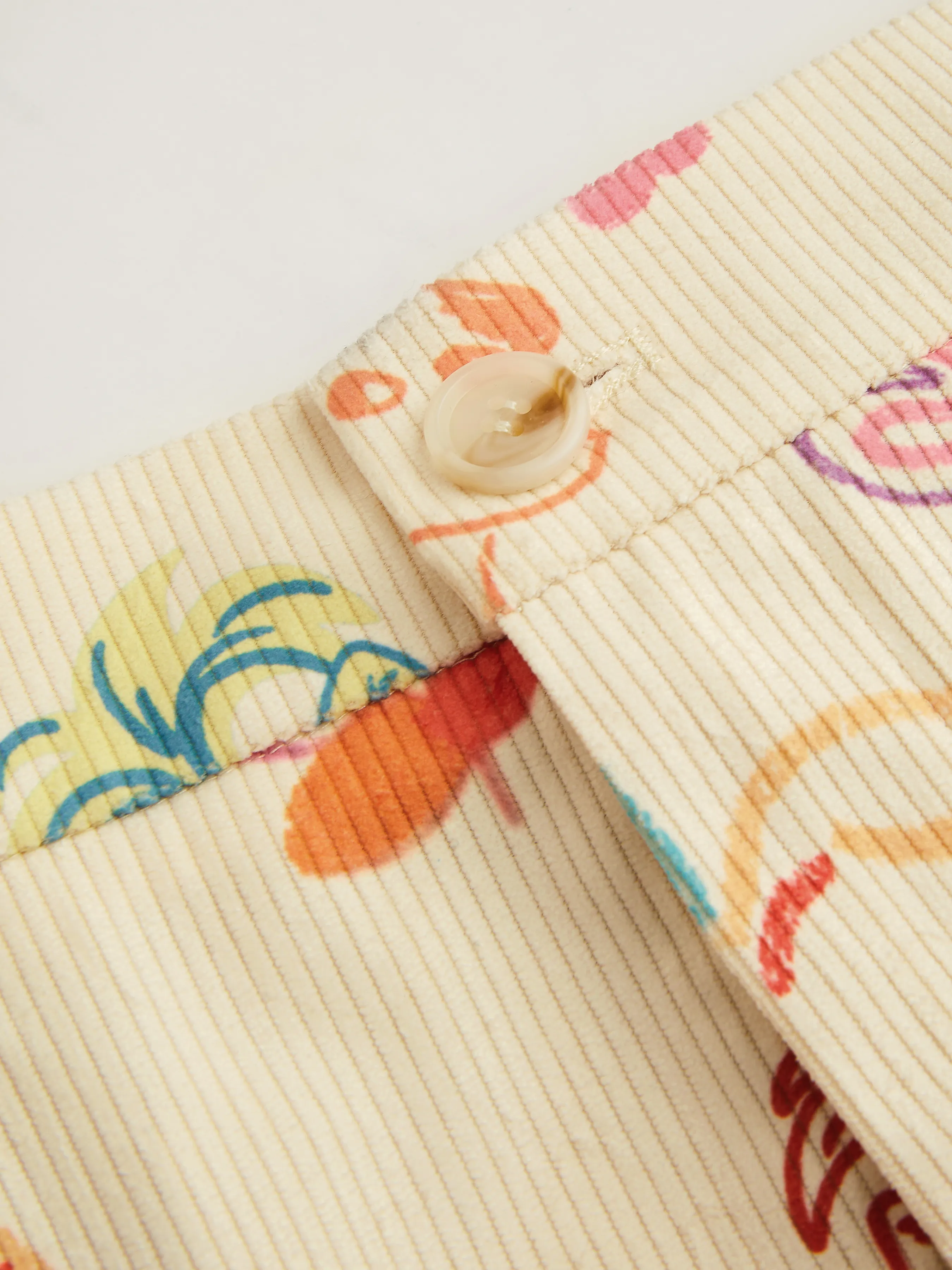 Pantalón Ancho de Pana de Tiro Medio con Gráficos de Animales y Frutas y Bolsillo Curvy