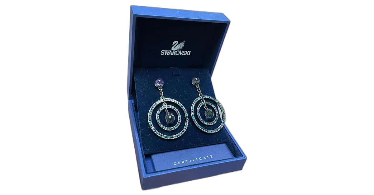 Pendientes colgantes Swarovski Azul Verde Púrpura 