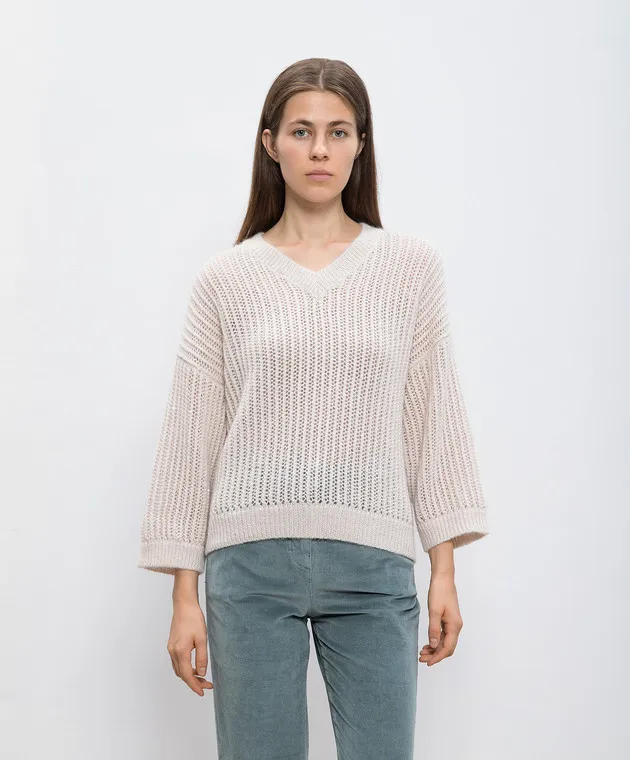 Peserico Beige pullover with wool and sequins