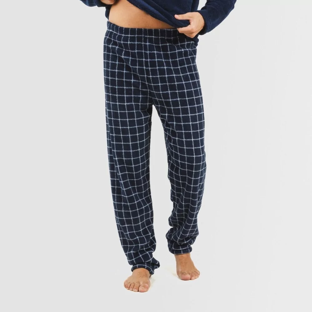 Pijama coral hombre Cuadro Pruden azul marino