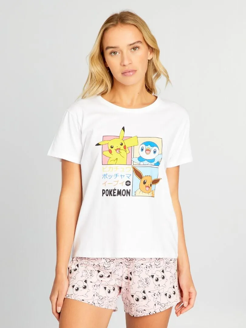 PIJAMA CORTO CON ESTAMPADO DE 'POKEMON'  2 PIEZAS  ROSA