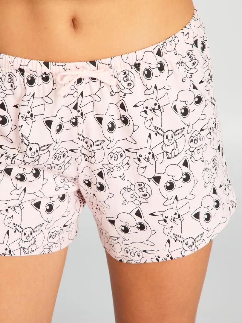 PIJAMA CORTO CON ESTAMPADO DE 'POKEMON'  2 PIEZAS  ROSA