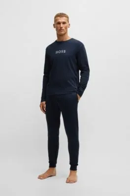 Pijama de algodón interlock con detalles de la marca en estampado metalizado