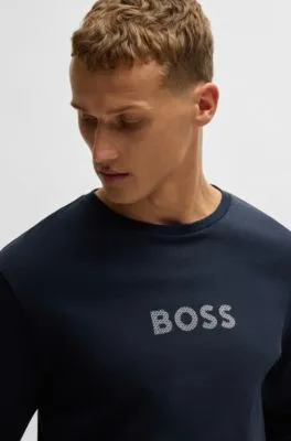 Pijama de algodón interlock con detalles de la marca en estampado metalizado