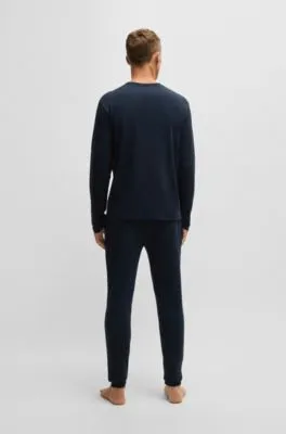 Pijama de algodón interlock con detalles de la marca en estampado metalizado