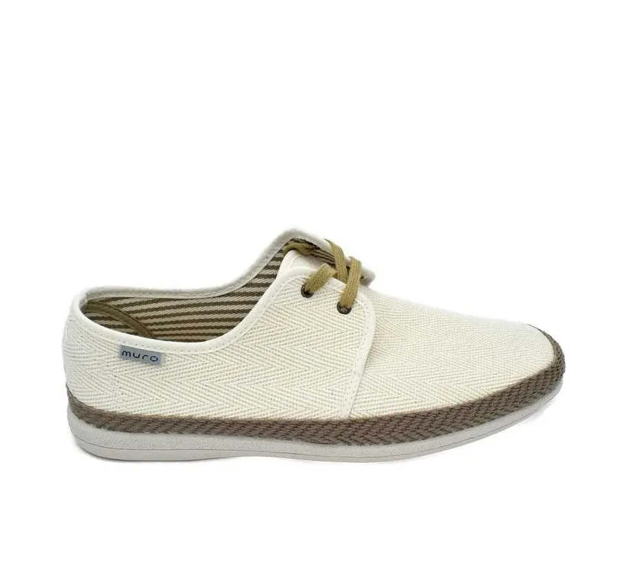 PLAYERA CALLE DE HOMBRE ZAPATILLA CORDÓN LONA ESPIGA DOBLE BEIGE