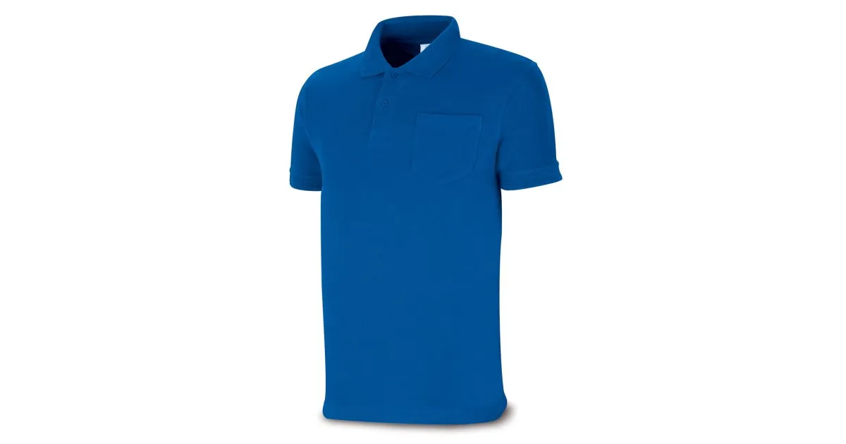Polo BASIC azulina 100% algodón. 175 gr. Manga corta