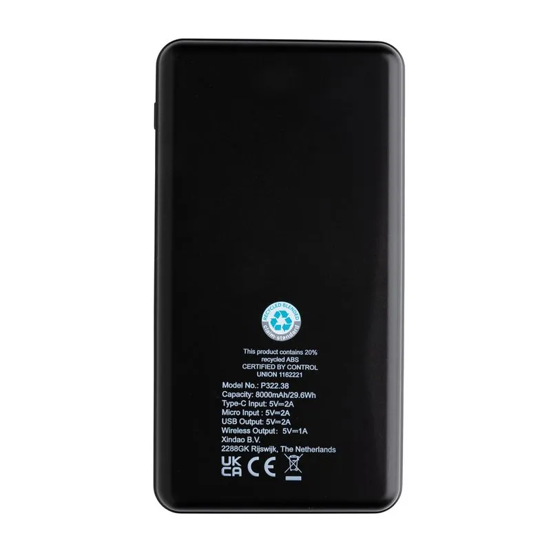 Powerbank 8000 mAh inalámbrico FSC®& RCS Rplastic
