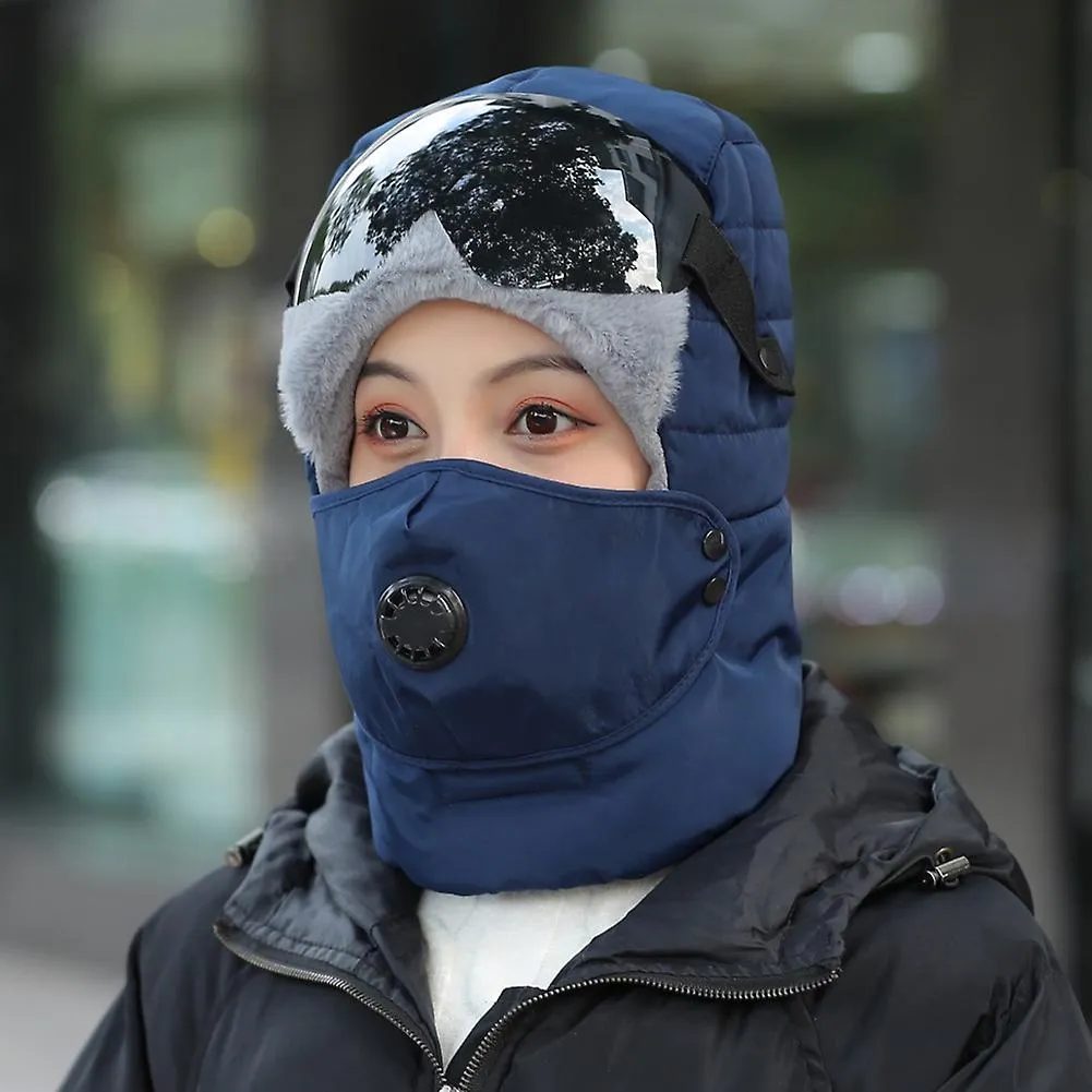 Protective Warm Winter With Glasses Thickened Outdoor Bomber Hat Soft Full Face