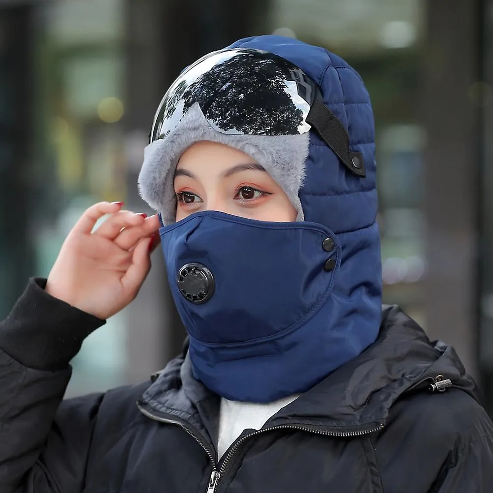 Protective Warm Winter With Glasses Thickened Outdoor Bomber Hat Soft Full Face