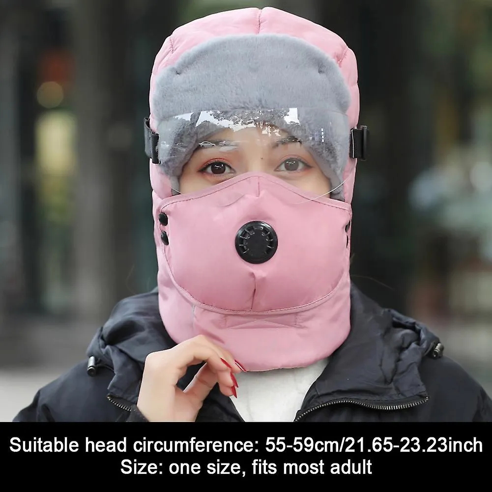 Protective Warm Winter With Glasses Thickened Outdoor Bomber Hat Soft Full Face