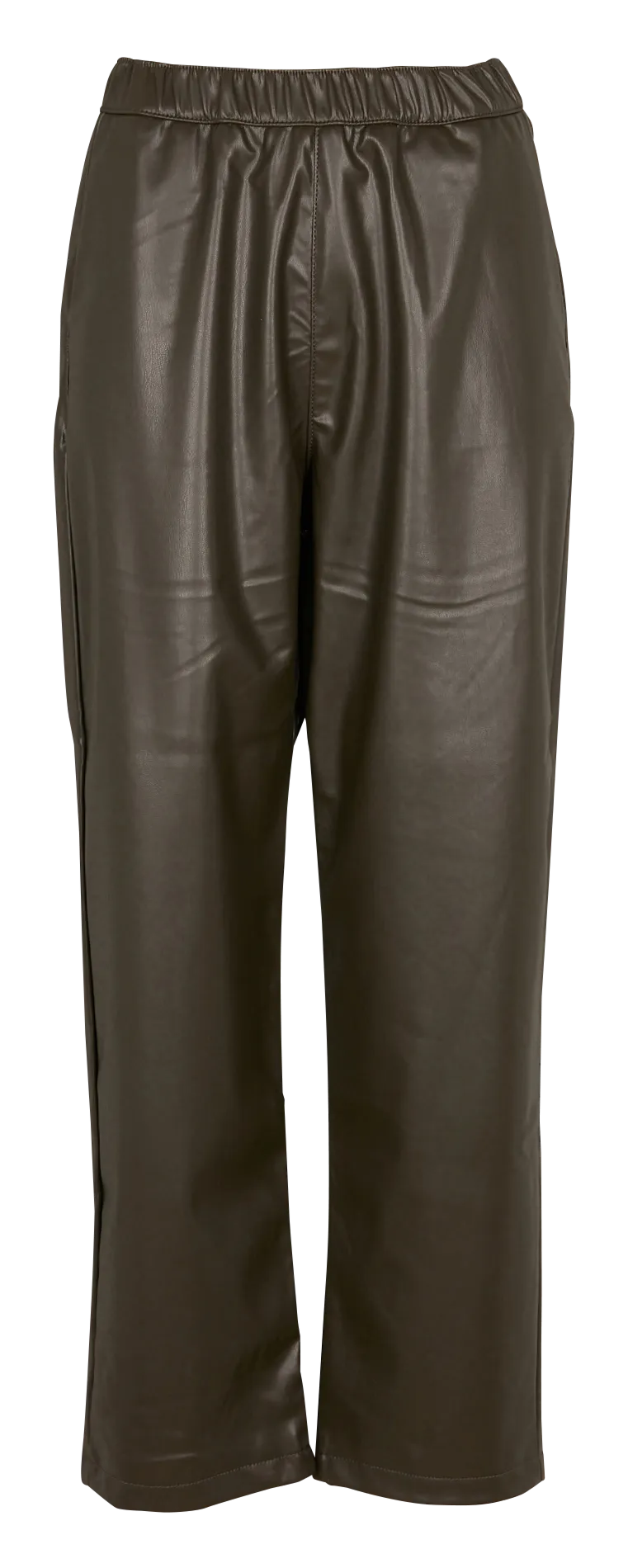 REIKO VENISE  PANTALóN RECTO EFECTO PIEL EN CAQUI