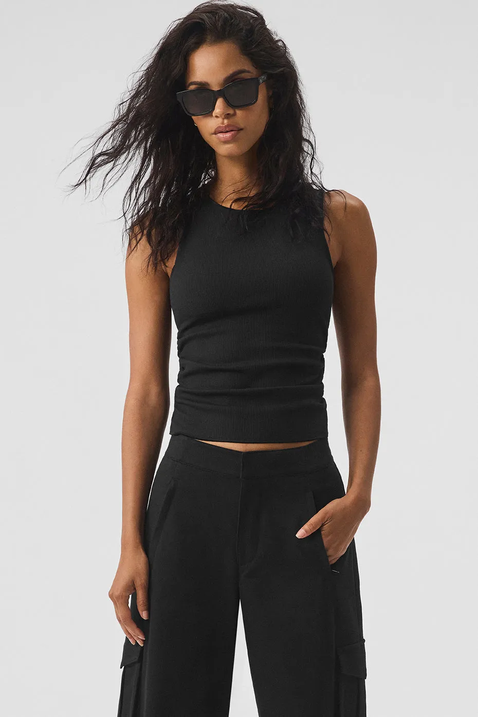 RIBBED EN POINTE TANK  BLACK