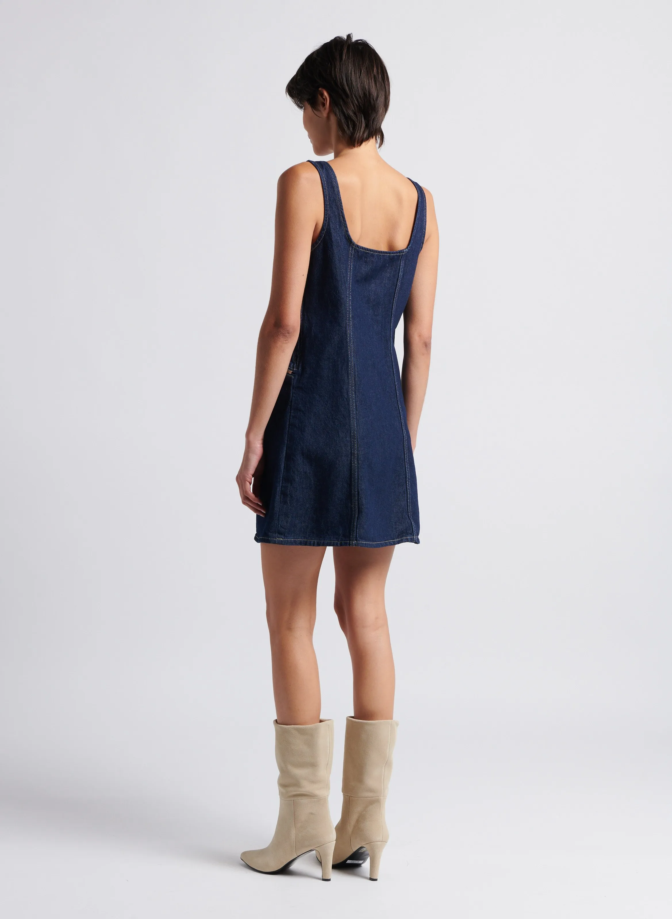 SAMSOE SAMSOE GAGA  VESTIDO CORTO VAQUERO CON CUELLO CUADRADO EN VAQUEROS BRUT
