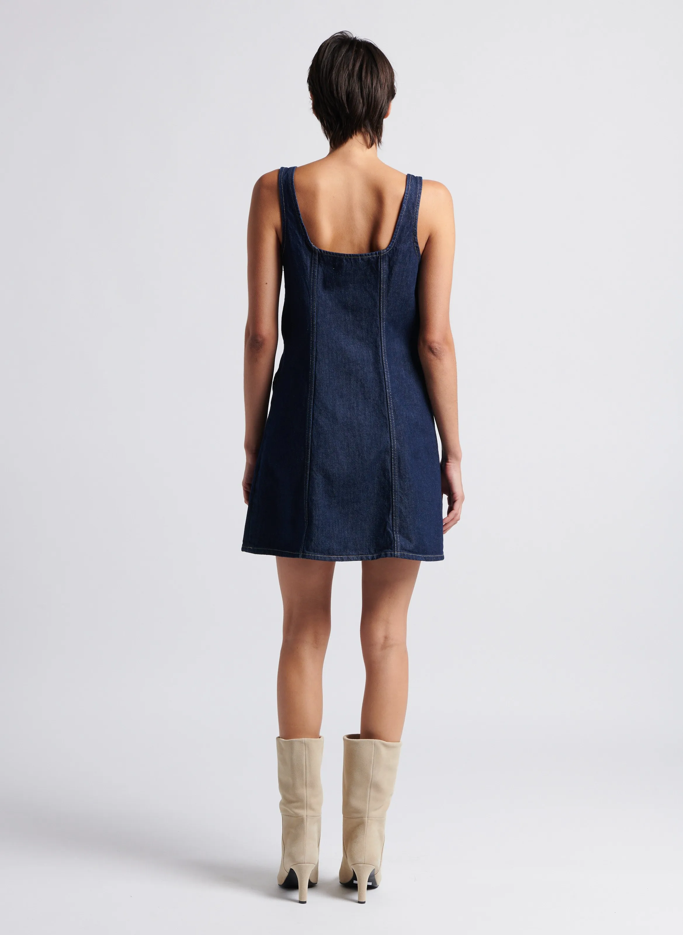 SAMSOE SAMSOE GAGA  VESTIDO CORTO VAQUERO CON CUELLO CUADRADO EN VAQUEROS BRUT