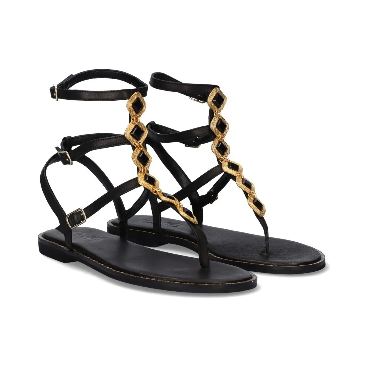 SANDALIA PLANA 661 CHIOS LEATHER BLACK