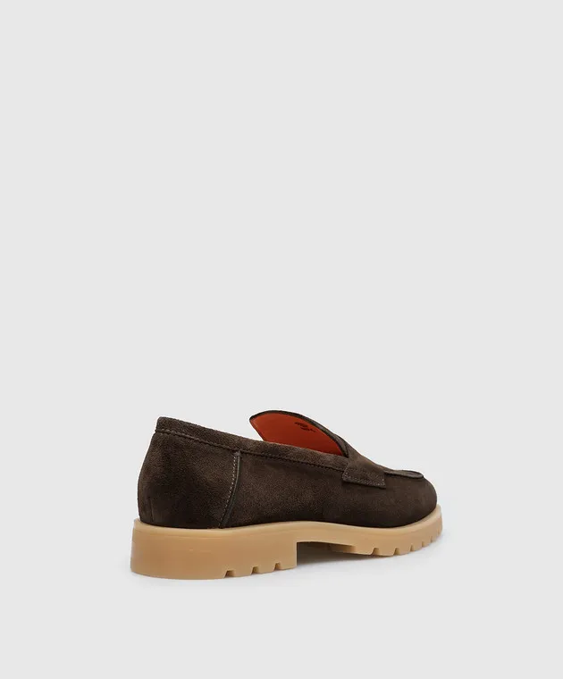 Santoni Brown suede loafers