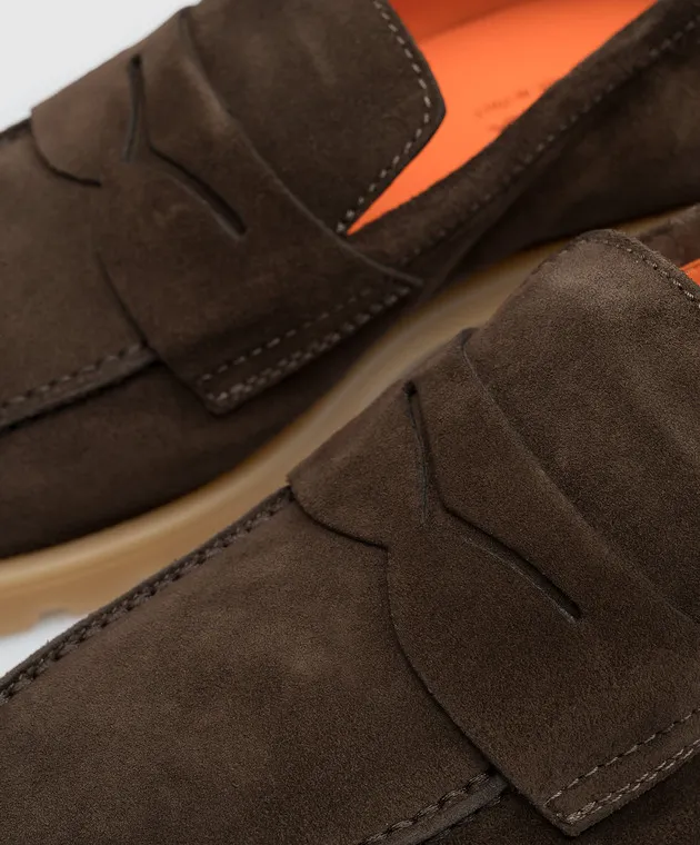 Santoni Brown suede loafers