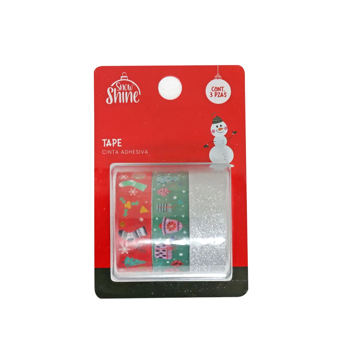 Set de 3 Cintas Adhesivas Decorativas de Navidad, color Plata