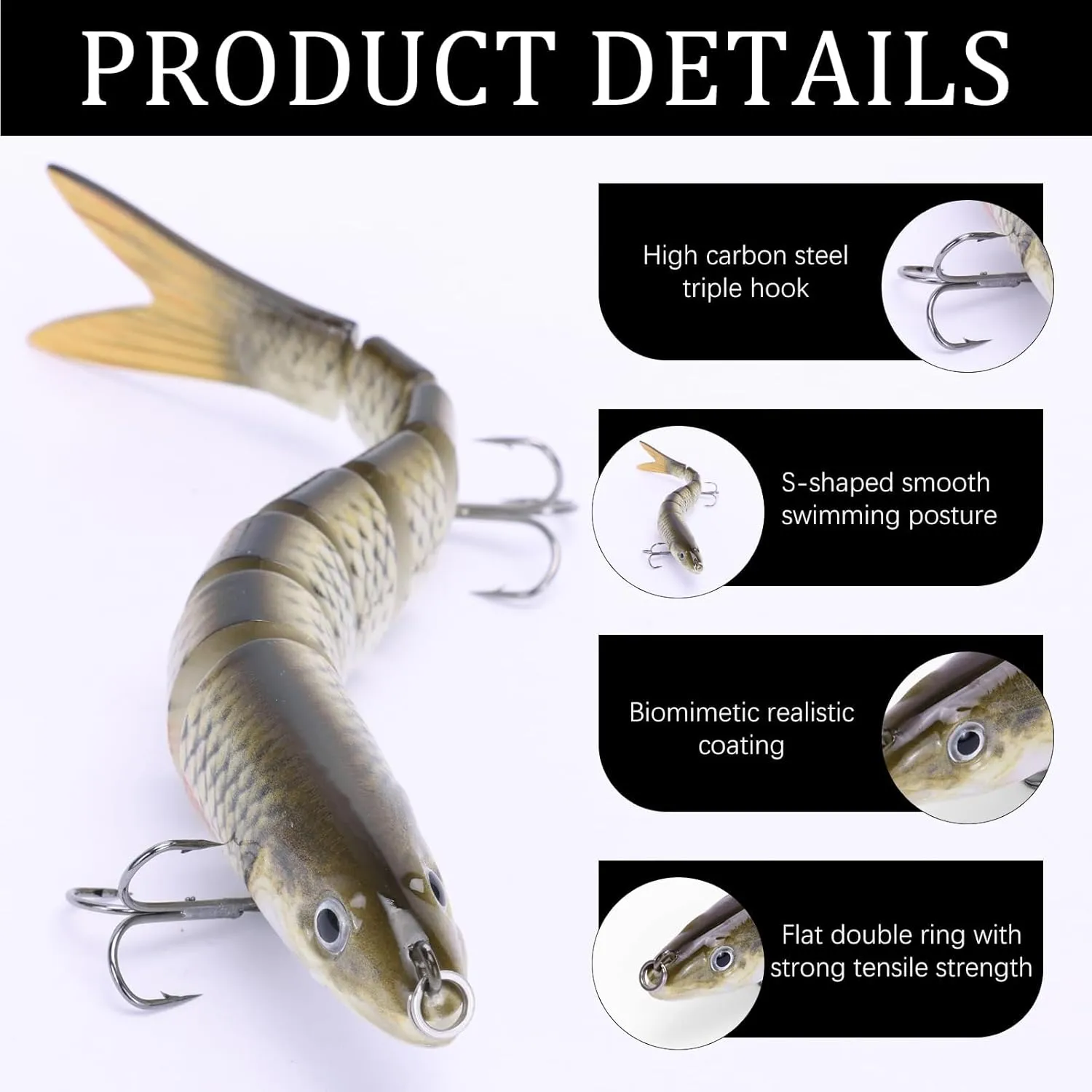Señuelos de Pesca  Cebos de Pescar Articulados Artificiales Señuelos Spinning  Ideal para Lubina  Trucha y Más  13.7 cm  27 g  M