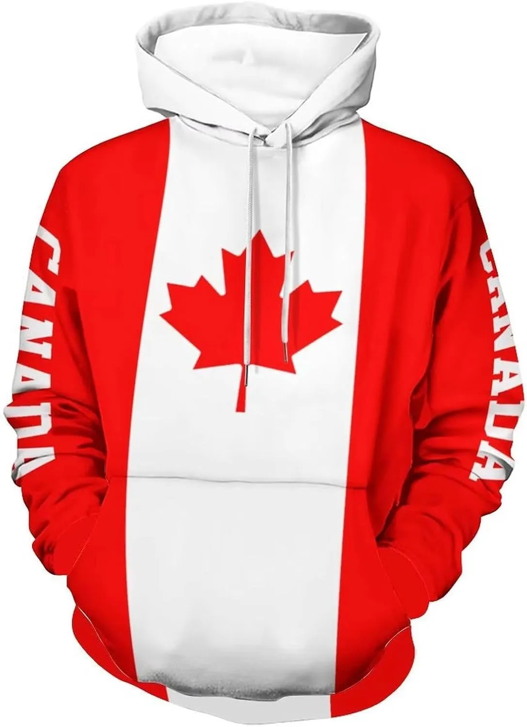 Sudadera Con Capucha Con Estampado Bandera Canadá Para Hombre Gran Tamaño Con Bolsillos Sudaderas Con Capucha Informales Manga L
