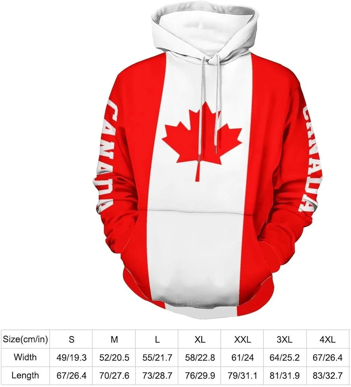 Sudadera Con Capucha Con Estampado Bandera Canadá Para Hombre Gran Tamaño Con Bolsillos Sudaderas Con Capucha Informales Manga L