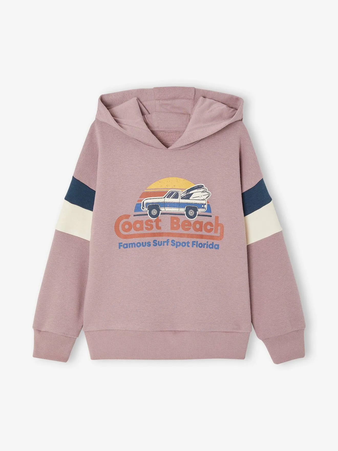 Sudadera con capucha motivo gráfico y con mangas colorblock para niño