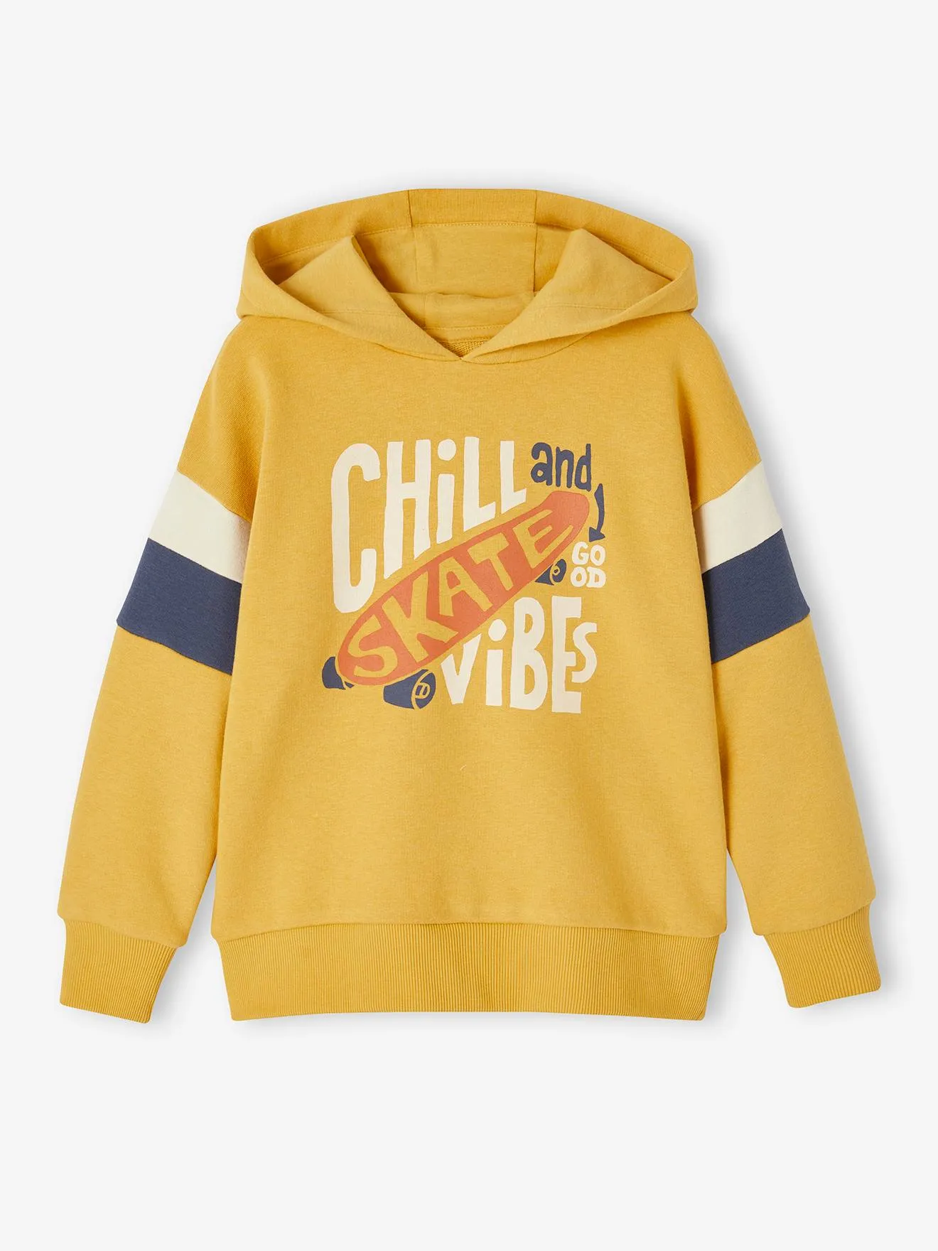 Sudadera con capucha motivo gráfico y con mangas colorblock para niño