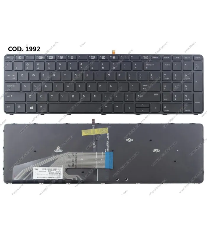 TECLADO HP PROBOOK 450 G0 G1 G2 455 G1 G2 470 G0 G1 G2 G4 SERIES +MARCO BACKLIT 837551001 BK US ORIG.