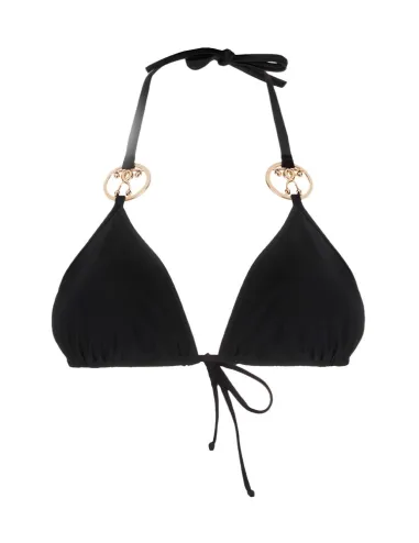 Top bikini negro con detalle interrogante
