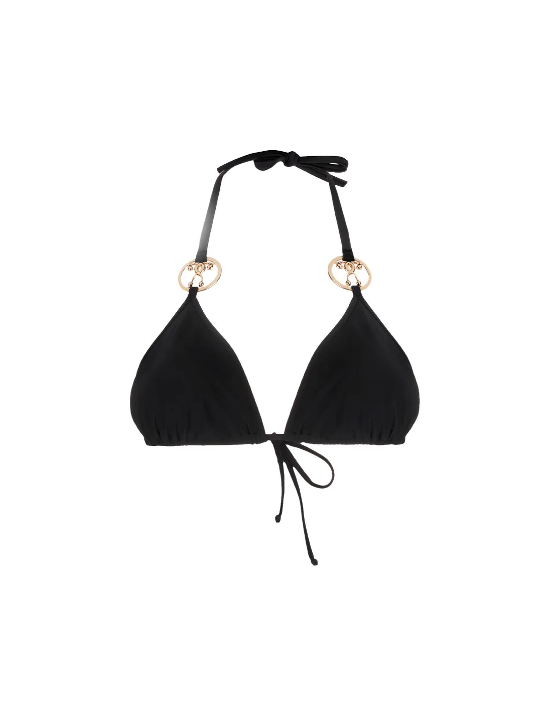 Top bikini negro con detalle interrogante