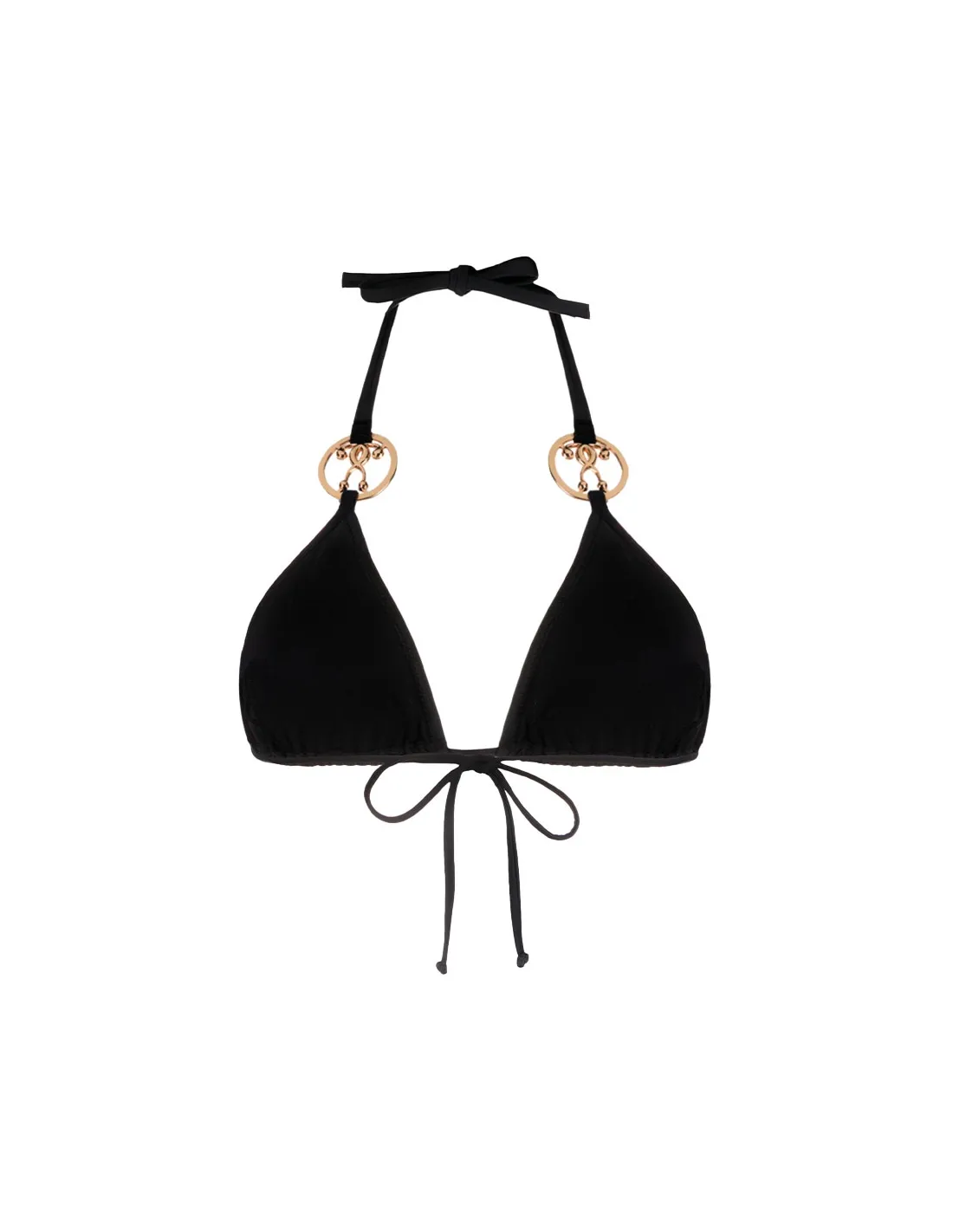 Top bikini negro con detalle interrogante